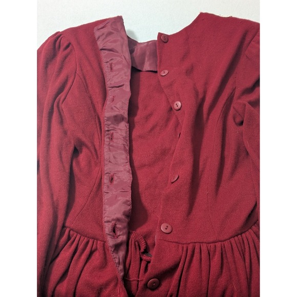 Vtg 1970s Gunne‎ Sax Dress Christmas Dark Red Size 3 Small Lace Modest Prairie - Picture 7 of 16